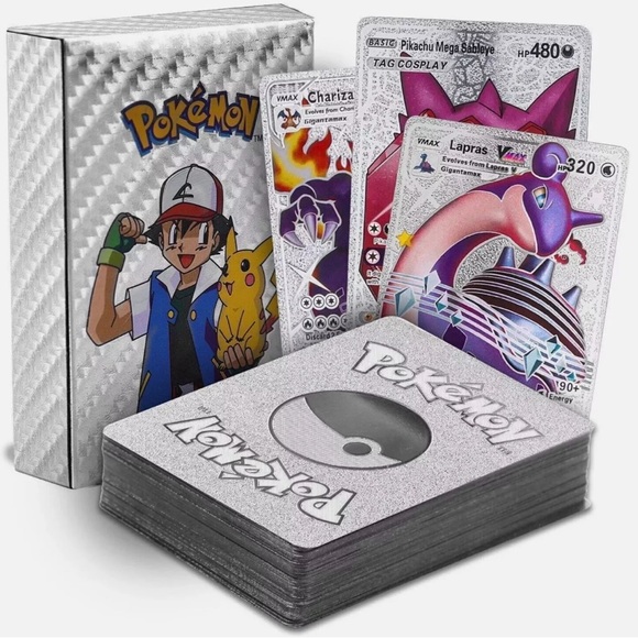 55 Pack Pokemon Cards Silver Foil Vmax GX Energy Card Pokemon Charizard New - Picture 1 of 16
